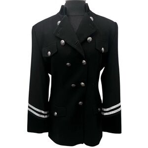 Randolph Duke size 10 Black double vested wool blazer nautical or military